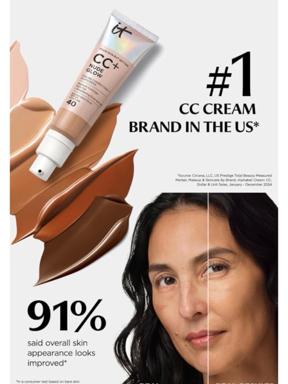 CC+ Nude Glow Lightweight Foundation + Glow Serum SPF 40 Neutral Tan EXP 12/26 - Picture 11 of 16